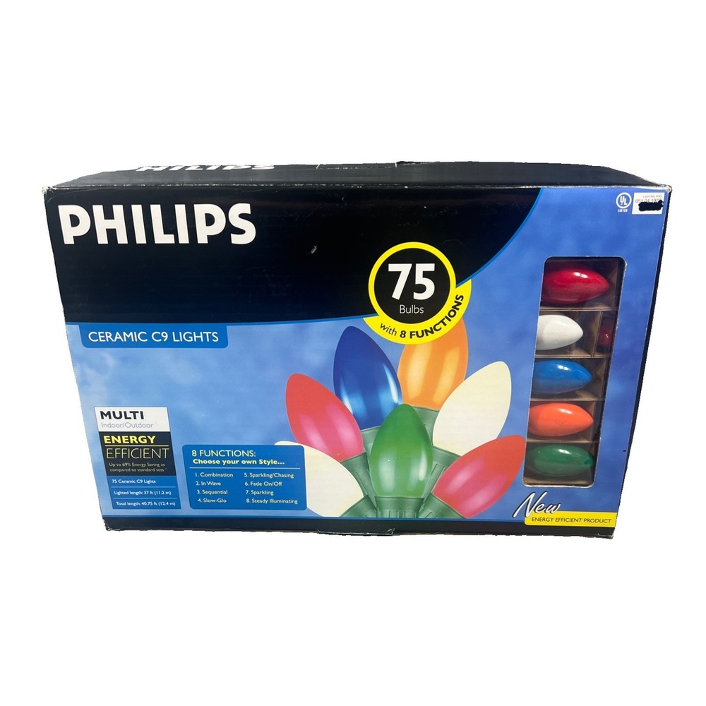 NEW Phillips Ceramic C9 Lights 75 Bulb Energy Saving LED Multi Color 8 Functions